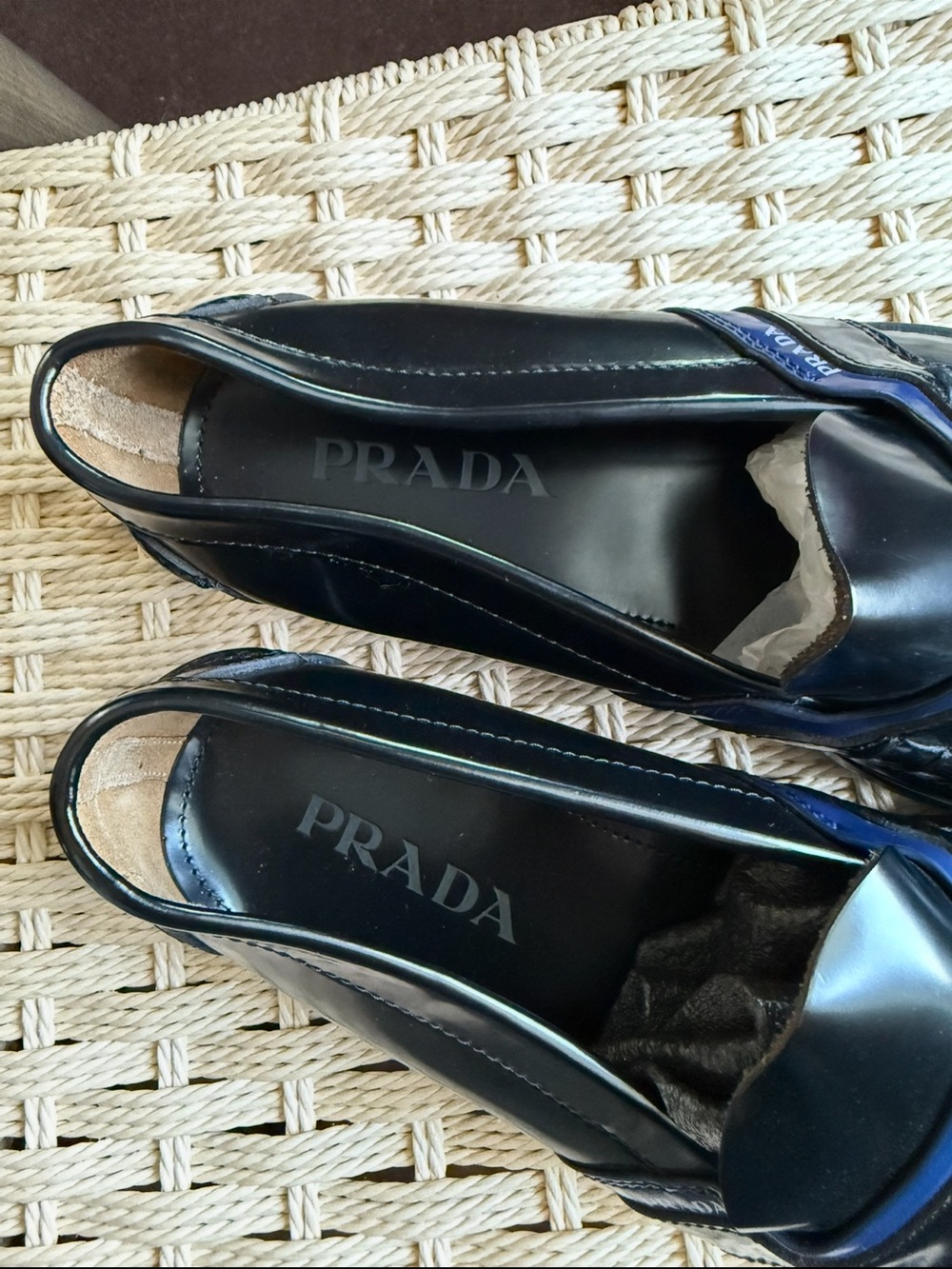 AUTH LUXURY PRADA PENNY LOAFER SHOES 2DG100 BLACK LEATHER US 9.5 - Picture 3 of 9